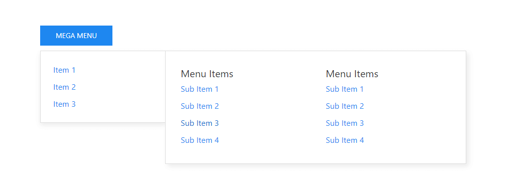 mega menu example javascript